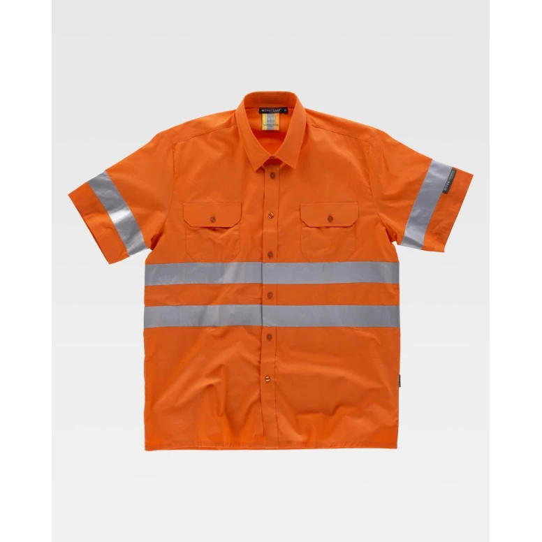 Camisa de trabajo de manga corta con bandas reflectantes C3810 - Workteam