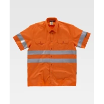 Camisa de trabajo de manga corta con bandas reflectantes C3810 - Workteam