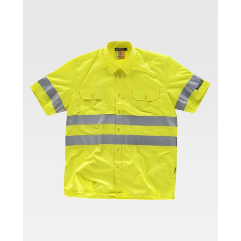 Camisa de trabajo de manga corta con bandas reflectantes C3810 - Workteam