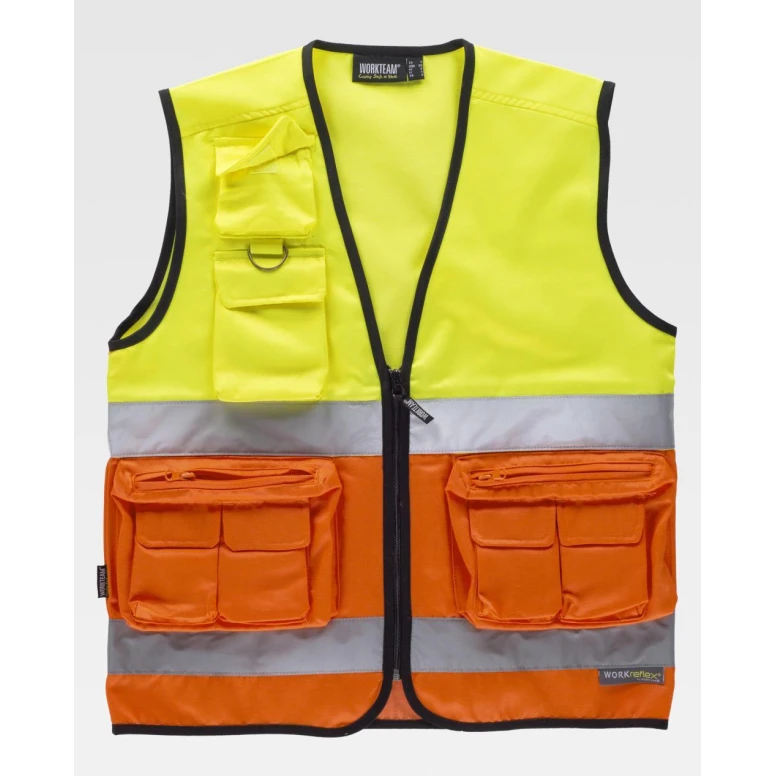 Chaleco de trabajo multibolsillos Bicolor Alta Visibilidad C4046 - Workteam