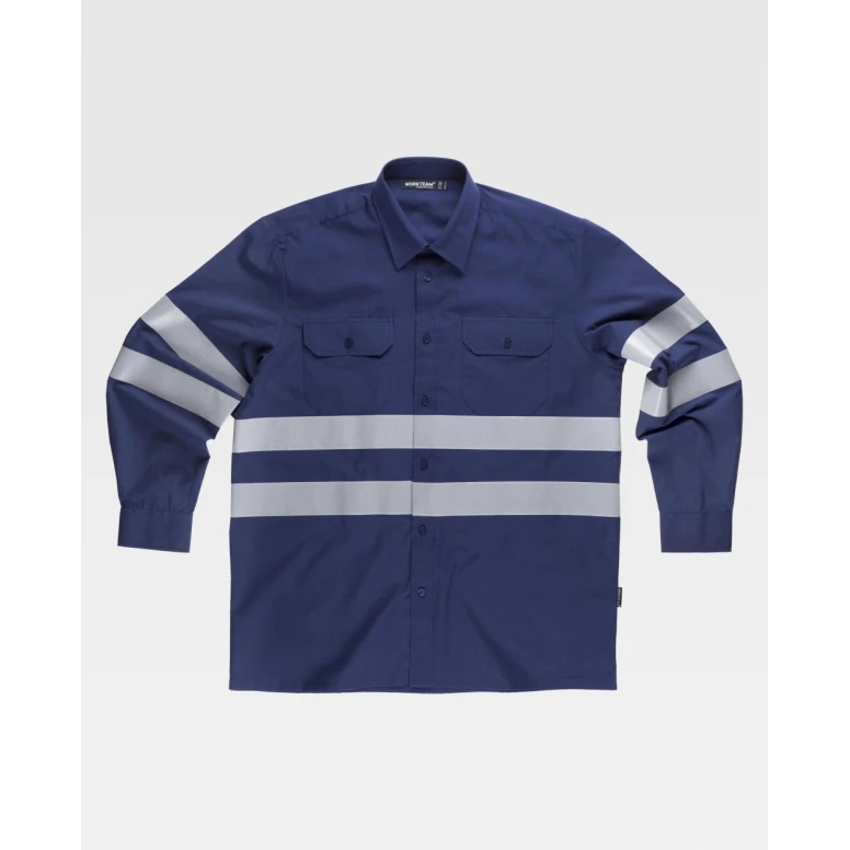 Camisa de trabajo de manga larga con bandas B8007 - Workteam