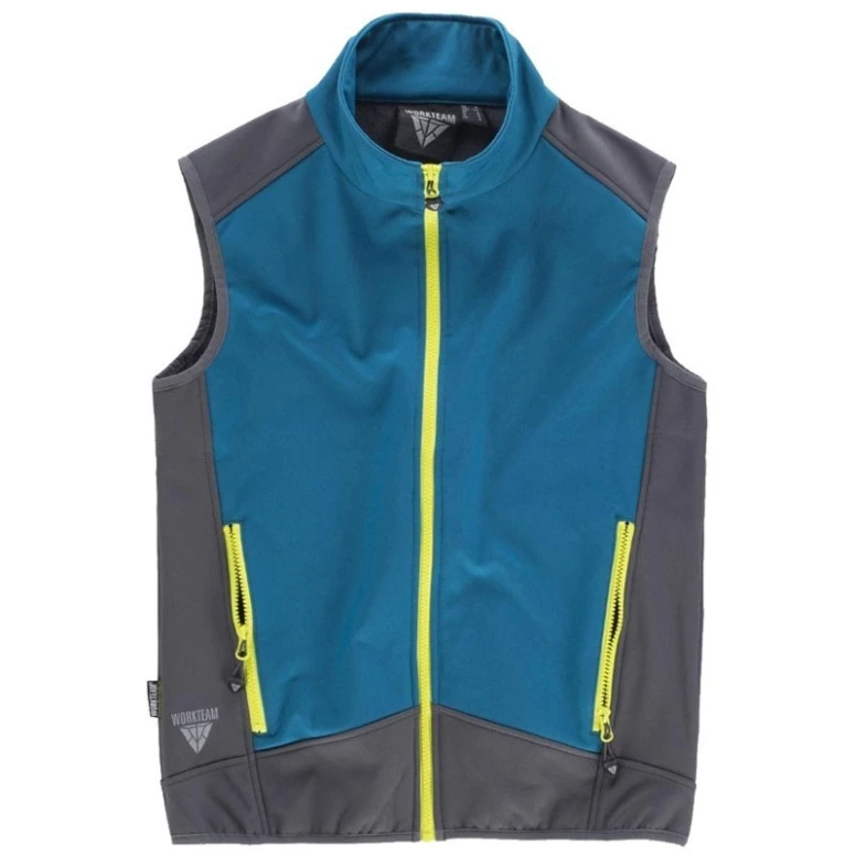 Liquidación total - Chaleco Workshell sportivo de cuello alto e cremallera de nylon - Workteam Talla L color gris negro