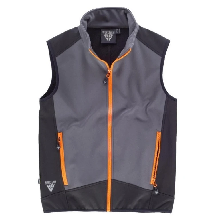 Liquidación total - Chaleco Workshell sportivo de cuello alto e cremallera de nylon - Workteam Talla L color gris negro