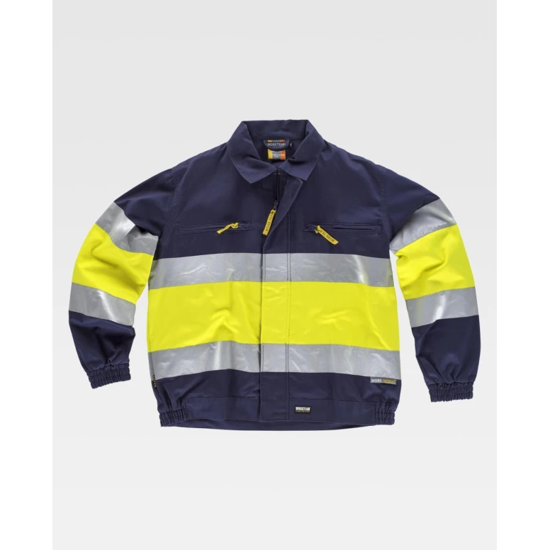 Liquidación total - Chaqueta de trabajo combinada Alta Visibilidad con bandas C4119 - Workteam Talla XL color marino naranja
