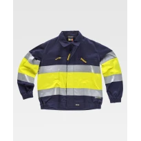 Liquidación total - Chaqueta de trabajo combinada Alta Visibilidad con bandas C4119 - Workteam Talla XL color marino naranja
