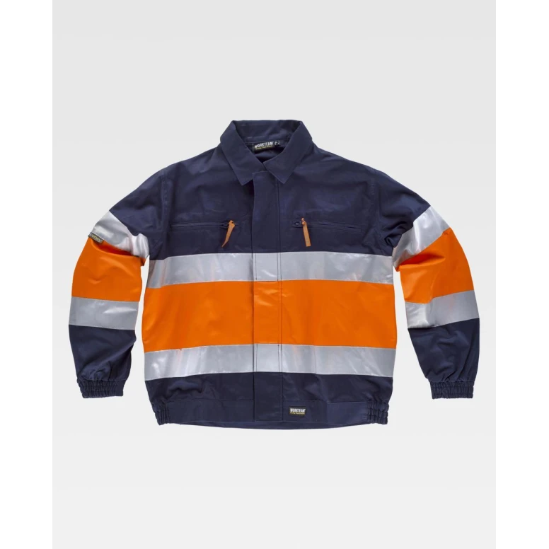 Liquidación total - Chaqueta de trabajo combinada Alta Visibilidad con bandas C4119 - Workteam Talla XL color marino naranja