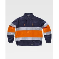 Liquidación total - Chaqueta de trabajo combinada Alta Visibilidad con bandas C4119 - Workteam Talla XL color marino naranja