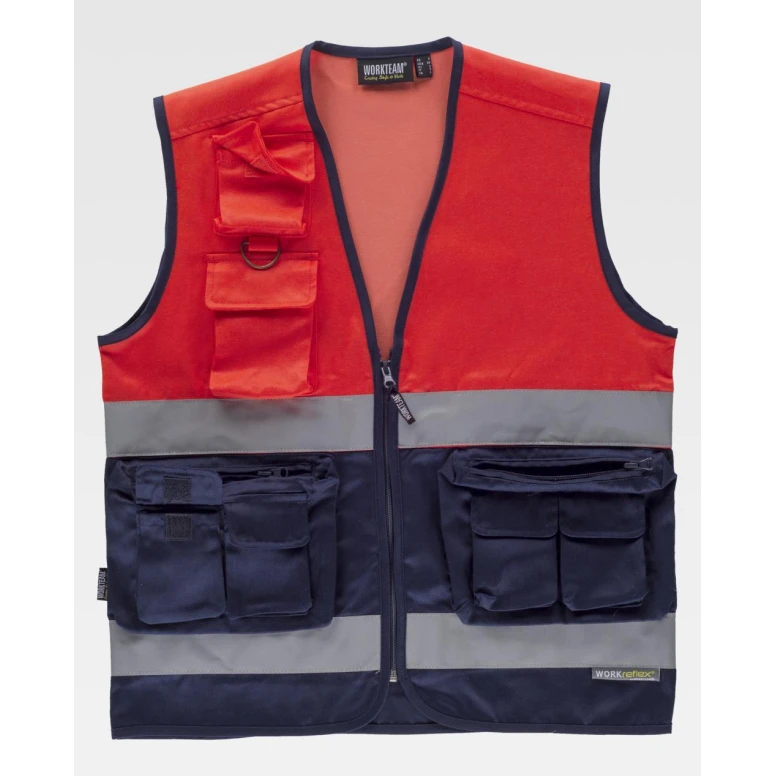 Chaleco de trabajo multibolsillos Bicolor Alta Visibilidad C4047 - Workteam