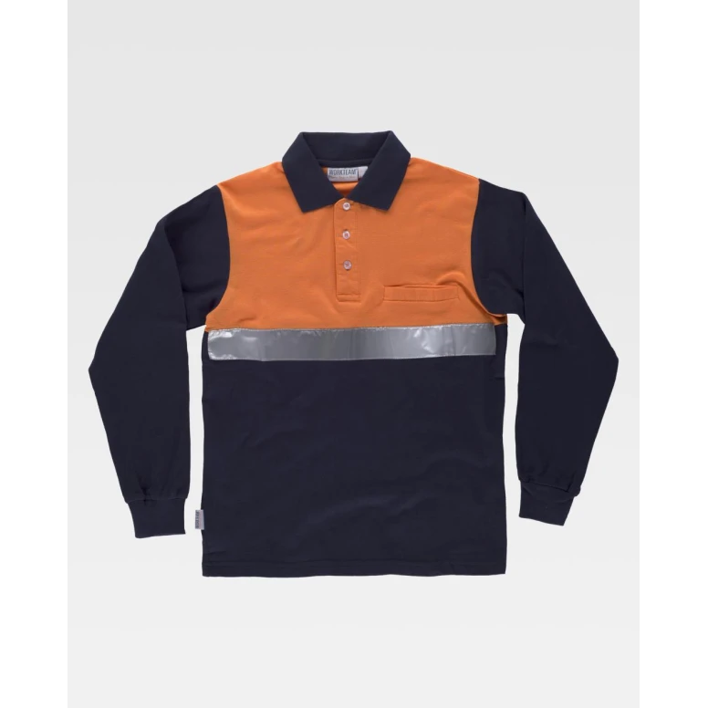 Polo de trabajo de manga larga 100% Algodón Alta Visibilidad C3843 - Workteam
