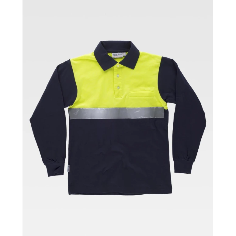 Polo de trabajo de manga larga 100% Algodón Alta Visibilidad C3843 - Workteam