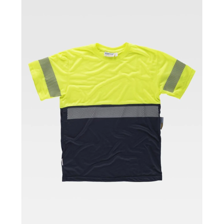 Camiseta de trabajo M/C Alta Visibilidad Bicolor con bandas reflectantes C6030 - Workteam