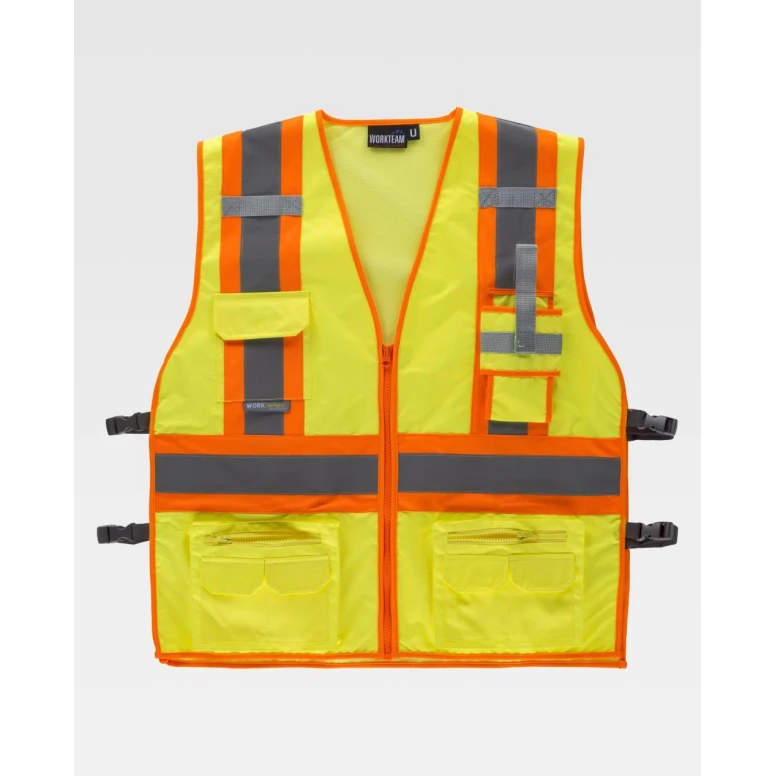 Chaleco de alta visibilidad con cremallera y bolsillos C3623 - Workteam