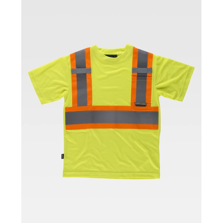 Camiseta de trabajo Alta Visibilidad Bicolor con Bolsillo M/C C3645 - Workteam