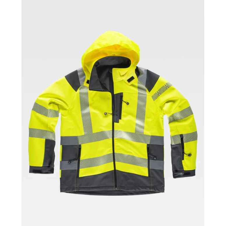 Chaqueta de trabajo Workshell Alta Visibilidad con capucha S9211 - Workteam
