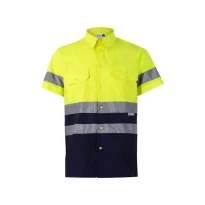 Camisa bicolor de trabajo de manga corta Alta visibilidad Velilla 142
