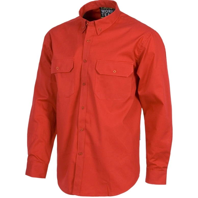 Liquidación total - Camisa de trabajo deportiva de algodón de manga larga - Workteam color beige Talla XL