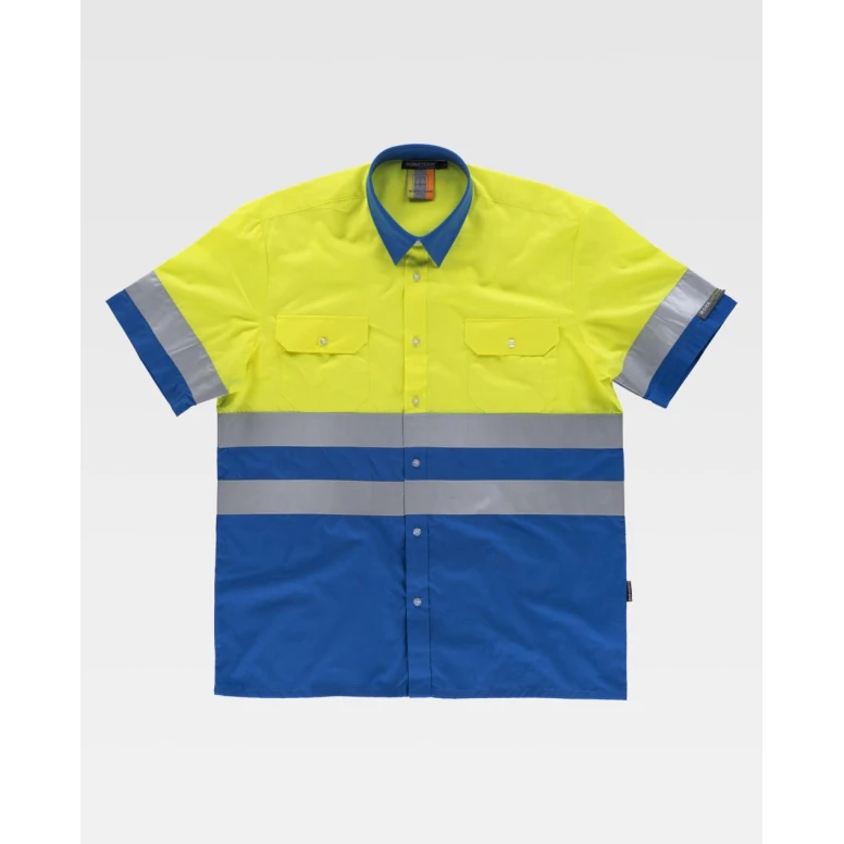 Liquidación total - Camisa de trabajo Combinada Manga corta Alta visibilidad C3812 - Workteam número 50 color amarillo royal