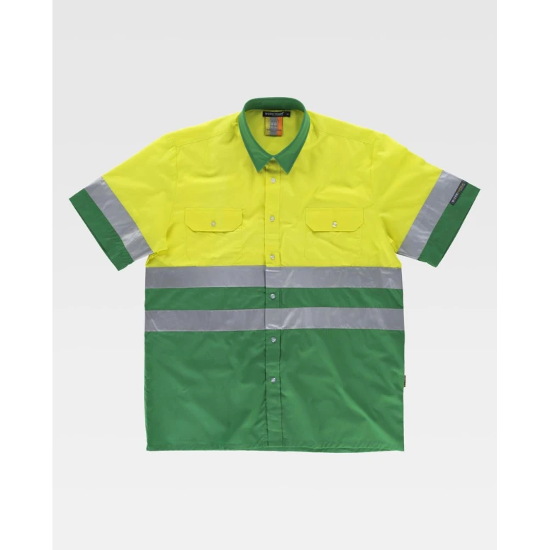 Liquidación total - Camisa de trabajo Combinada Manga corta Alta visibilidad C3812 - Workteam número 50 color amarillo royal