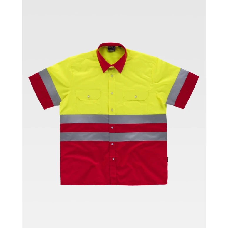 Liquidación total - Camisa de trabajo Combinada Manga corta Alta visibilidad C3812 - Workteam número 50 color amarillo royal