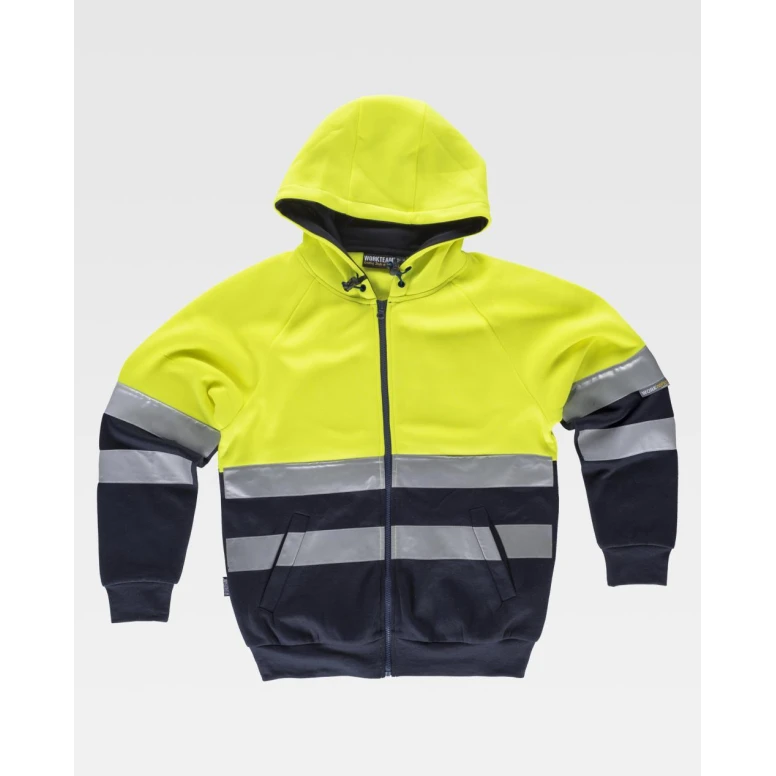 Sudadera de trabajo con cremallera larga y capucha Alta Visibilidad C9036 - Workteam
