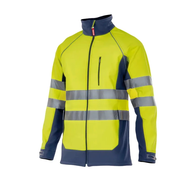 Chaqueta bicolor de trabajo Alta visibilidad Softshell Elástico Multibolsillos Velilla 306001