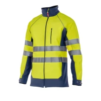Chaqueta bicolor de trabajo Alta visibilidad Softshell Elástico Multibolsillos Velilla 306001