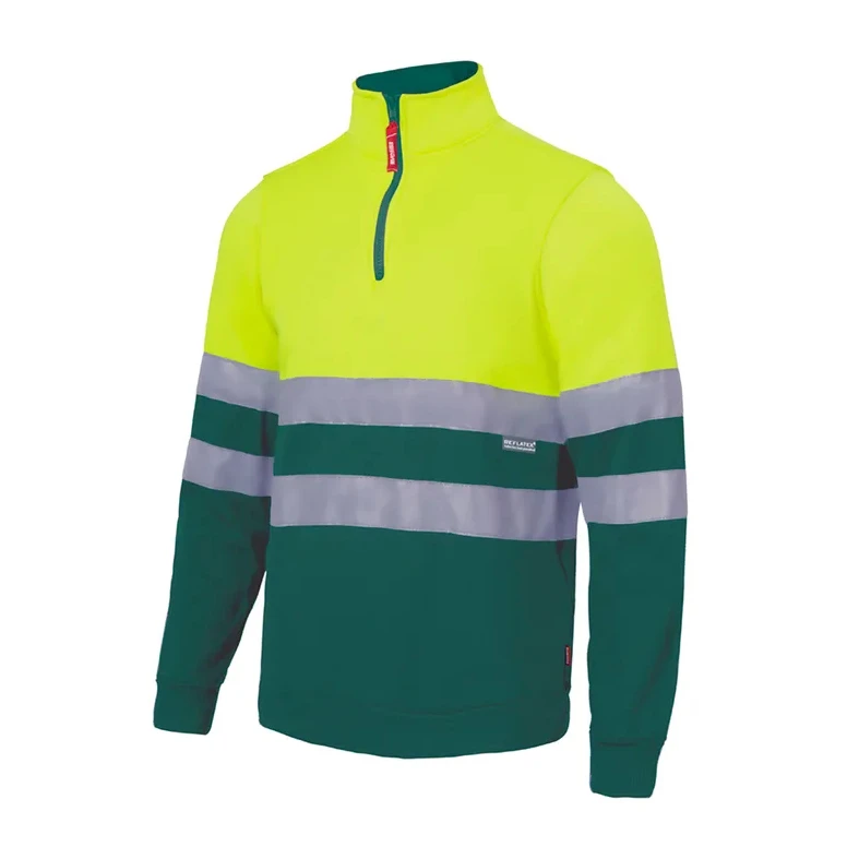 Sudadera bicolor con cremallera corta de trabajo Alta visibilidad Velilla 305701
