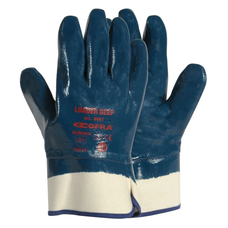 12 Pares - Guantes de trabajo Cofra Loader Deep de Nitrilo G061-DD00