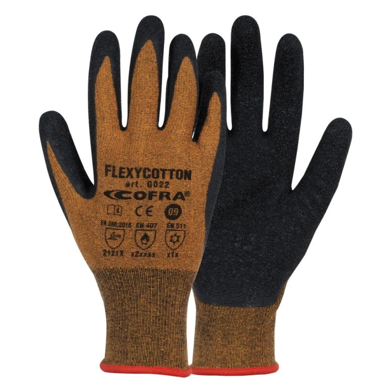 12 Pares - Guantes de trabajo Cofra Flexycotton de Látex G022-DD00