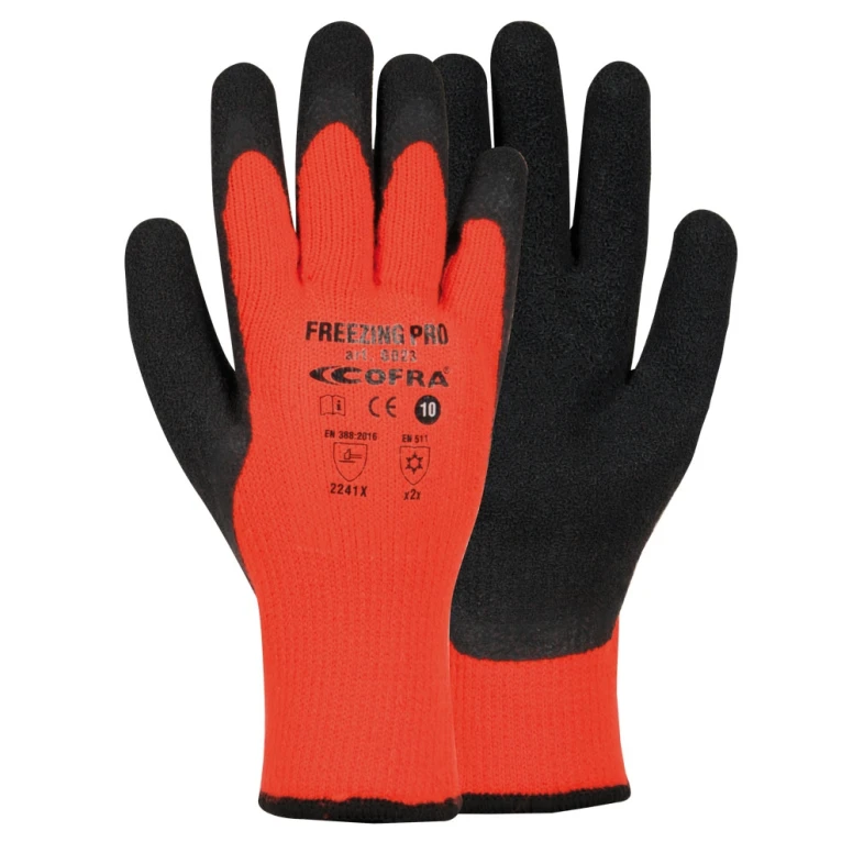 12 Pares - Guantes de trabajo Cofra Frezing Pro de Látex G023-D100