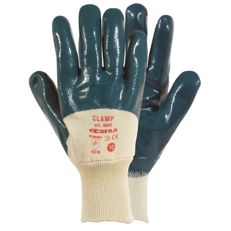 12 Pares - Guantes de trabajo Cofra Clamp de Nitrilo G062-DD00