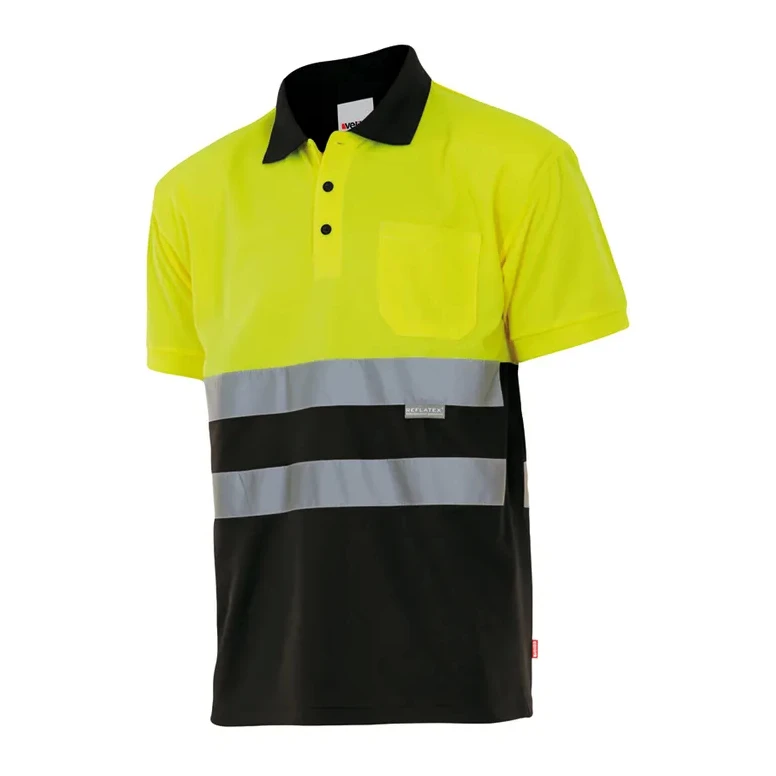Polo bicolor de trabajo Alta visibilidad Velilla 173