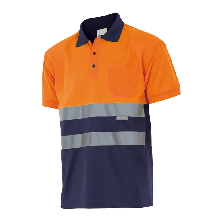 Polo bicolor de trabajo Alta visibilidad Velilla 173