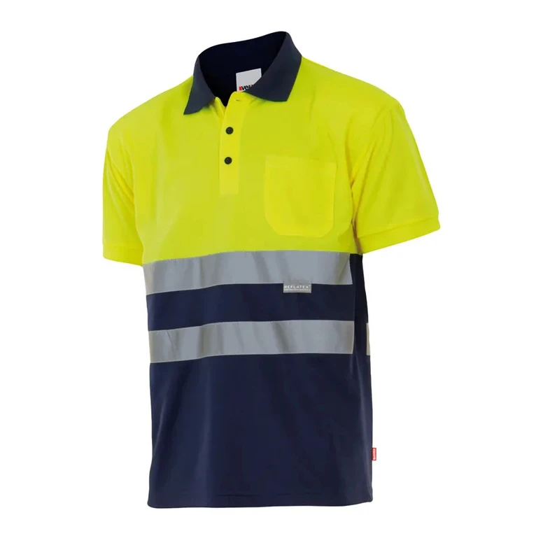 Polo bicolor de trabajo Alta visibilidad Velilla 173