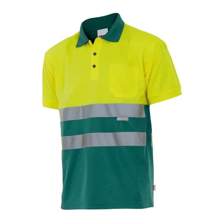 Polo bicolor de trabajo Alta visibilidad Velilla 173