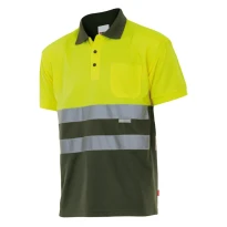 Polo bicolor de trabajo Alta visibilidad Velilla 173