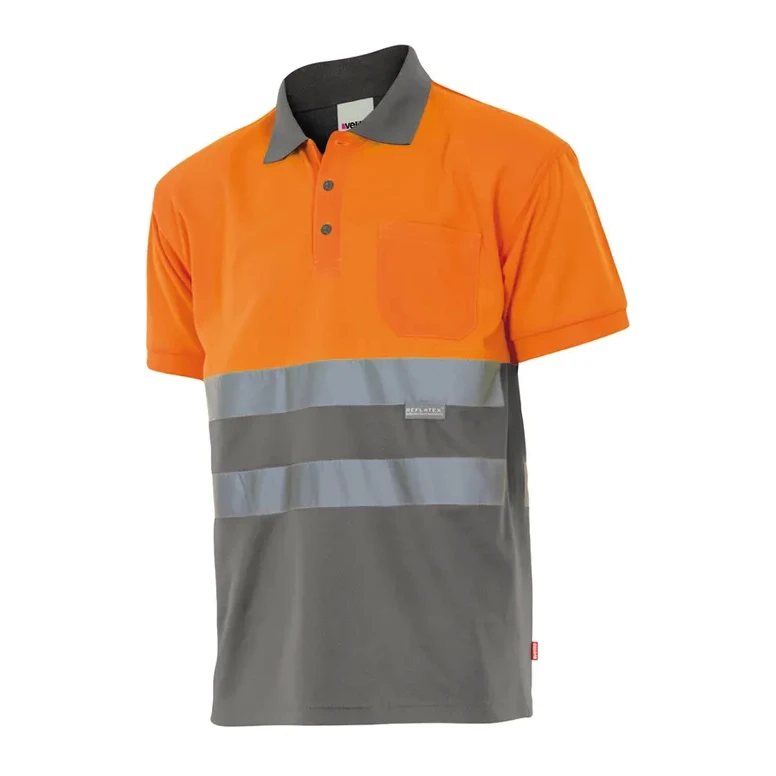 Polo bicolor de trabajo Alta visibilidad Velilla 173