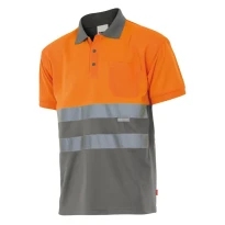 Polo bicolor de trabajo Alta visibilidad Velilla 173