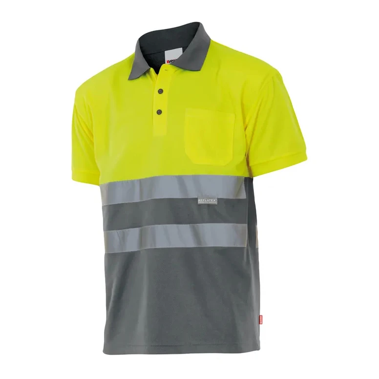 Polo bicolor de trabajo Alta visibilidad Velilla 173
