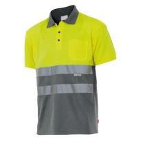 Polo bicolor de trabajo Alta visibilidad Velilla 173