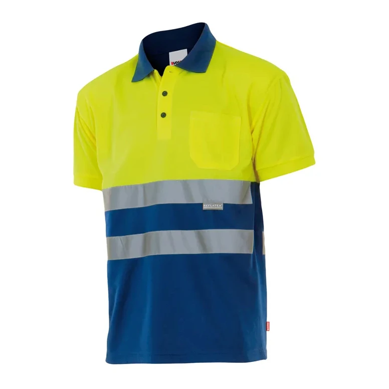 Polo bicolor de trabajo Alta visibilidad Velilla 173