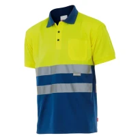 Polo bicolor de trabajo Alta visibilidad Velilla 173