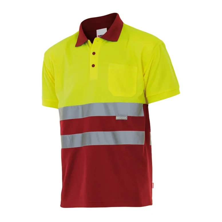 Polo bicolor de trabajo Alta visibilidad Velilla 173