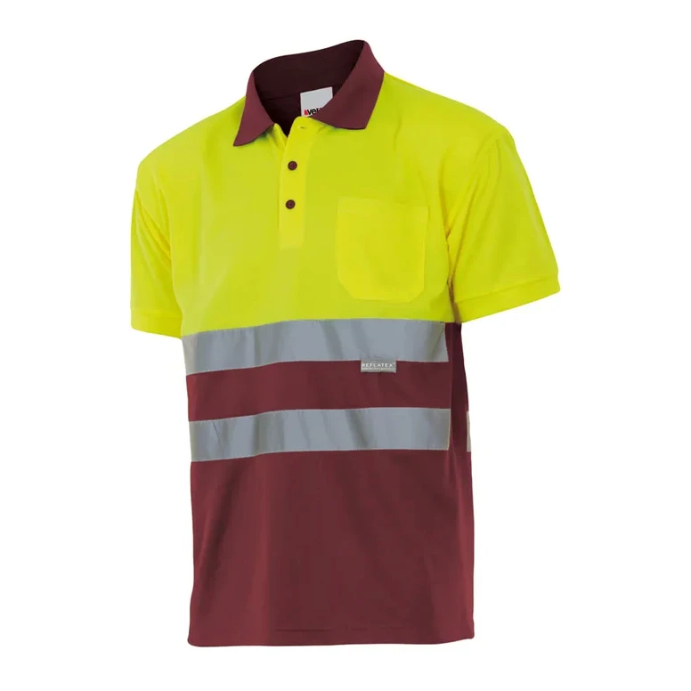 Polo bicolor de trabajo Alta visibilidad Velilla 173