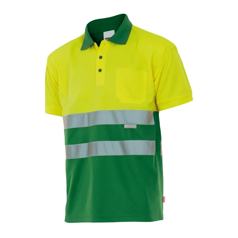 Polo bicolor de trabajo Alta visibilidad Velilla 173