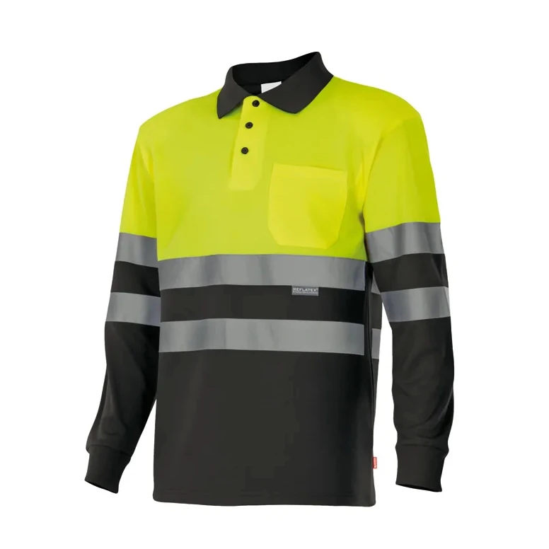 Polo bicolor de trabajo de manga larga Alta visibilidad Velilla 175