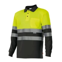 Polo bicolor de trabajo de manga larga Alta visibilidad Velilla 175