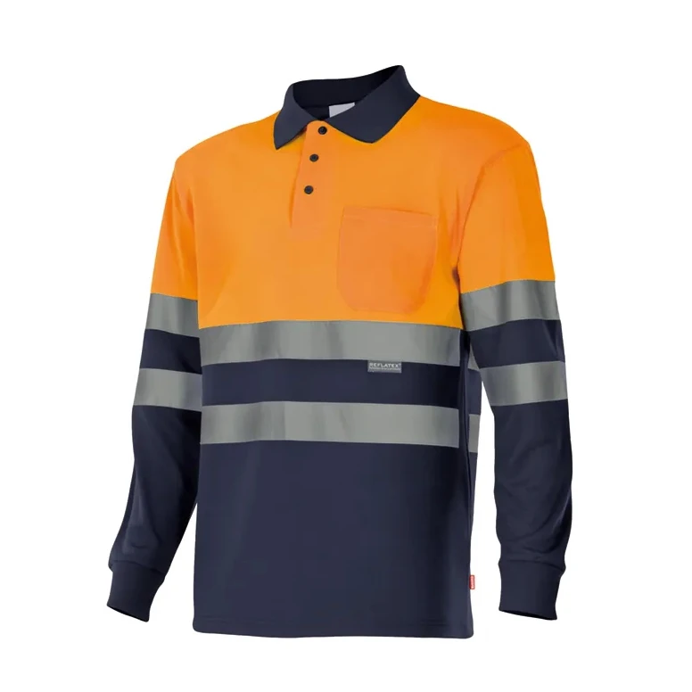 Polo bicolor de trabajo de manga larga Alta visibilidad Velilla 175