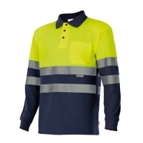 Polo bicolor de trabajo de manga larga Alta visibilidad Velilla 175
