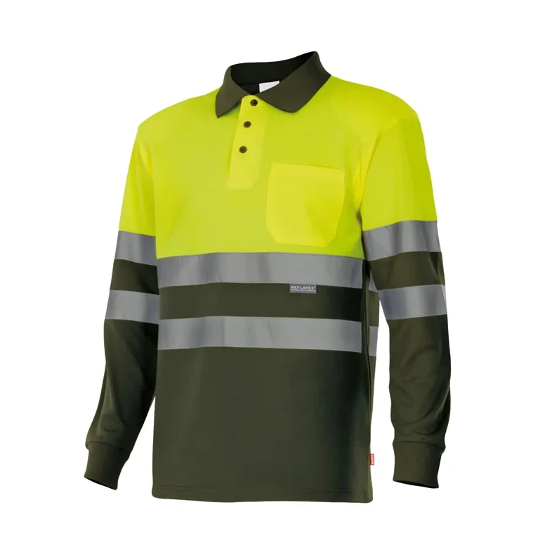 Polo bicolor de trabajo de manga larga Alta visibilidad Velilla 175